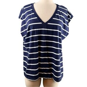 Nordstrom Navy and Cream Striped Cotton Top